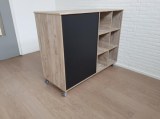 Vakkenkast dubbelzijdig op wielen B150xD60xH119cm Grey craft oak Tangara Groothandel voor de Kinderopvang Kinderdagverblijfinrichting 